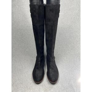 A2 By Aerosoles Robins Egg Black Zip-Up Knee Height Wedge Boots 9.5 Black